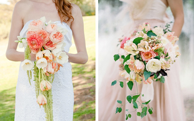 Страстный каскадный букет невесты