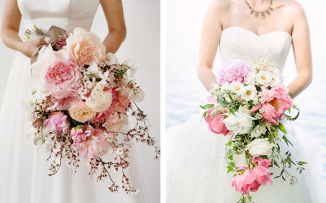 Страстный каскадный букет невесты