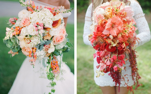 Экзотический каскадный букет невесты