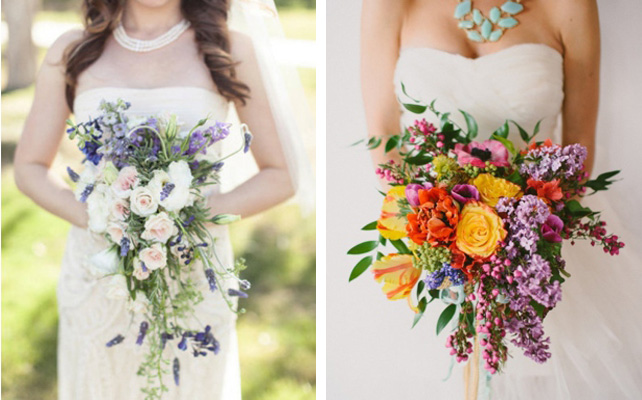 Страстный каскадный букет невесты