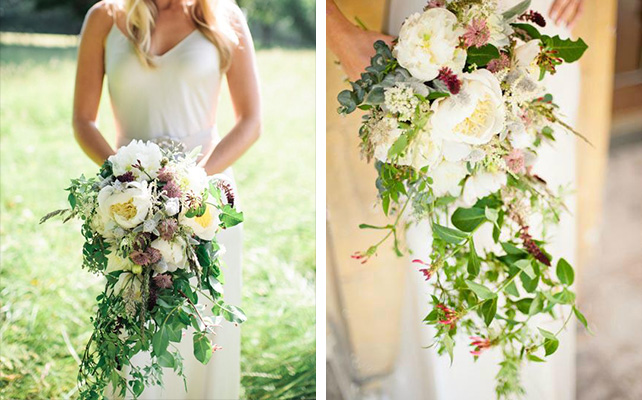 Экзотический каскадный букет невесты