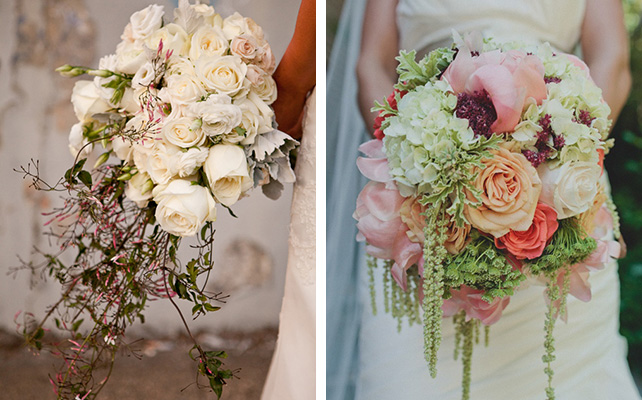 Экзотический каскадный букет невесты