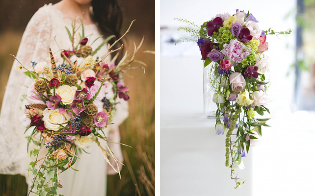 Экзотический каскадный букет невесты