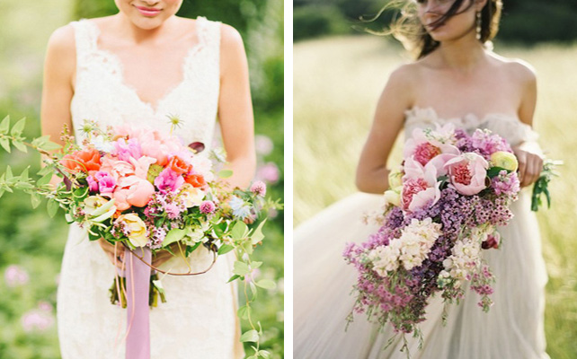 Страстный каскадный букет невесты