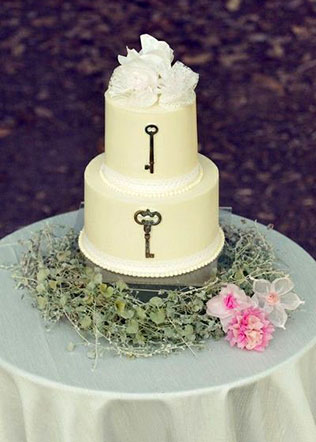 ключики в декоре свадьбы, торт