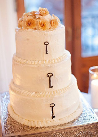 ключики в декоре свадьбы, торт