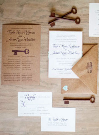 ключики в декоре свадьбы, приглашения