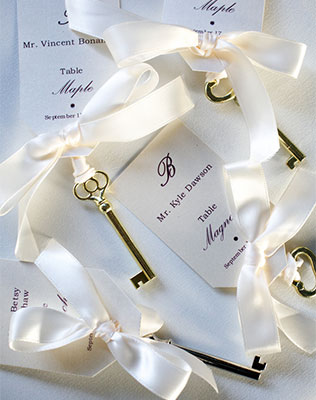 ключики в декоре свадьбы, рассадочные карточки