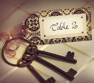 ключики в декоре свадьбы, номер стола