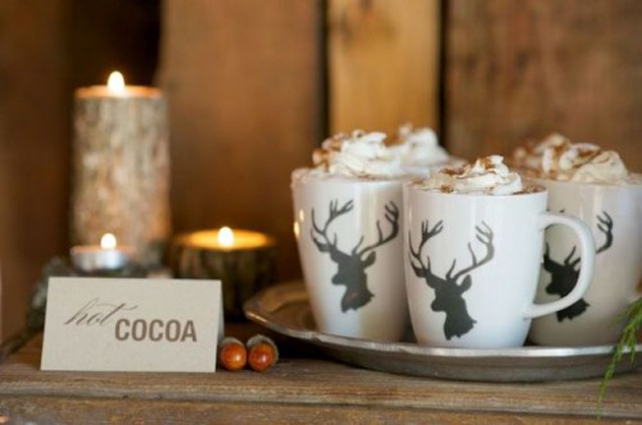 Согреваемся: какао и шоколадный бар на зимней свадьбе 