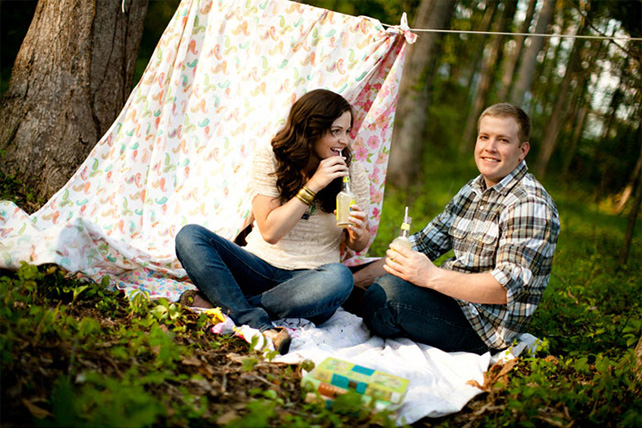 Фотосессия жениха и невесты на природе, занавеска 