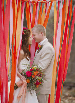 Яркая коралловая стилистика 