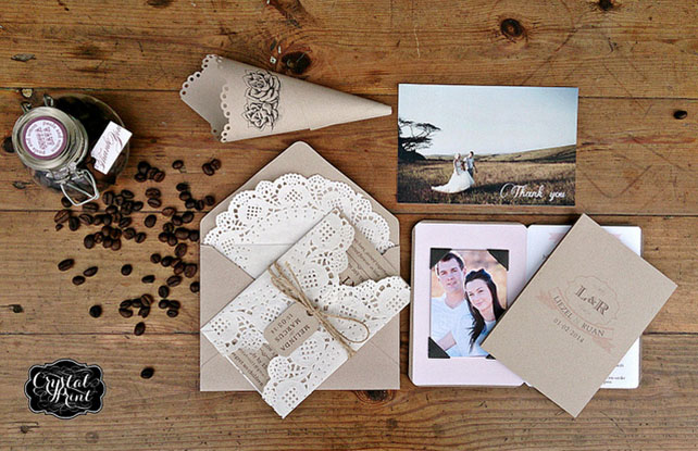 Кружево в декоре свадьбы, полиграфия