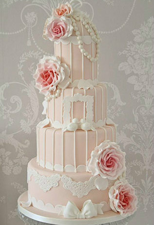 Кружево в декоре свадьбы, торт