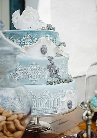 Кружево в декоре свадьбы, торт