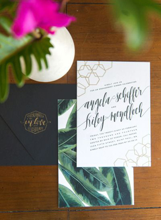 Тренды 2016 года: зеленые листья, пальмы и тропики, приглашение 