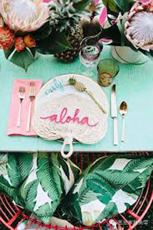Тренды 2016 года: зеленые листья, пальмы и тропики, сервировка стола