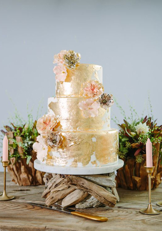 Мерцание золота: 80 идей для свадьбы мечты, торт