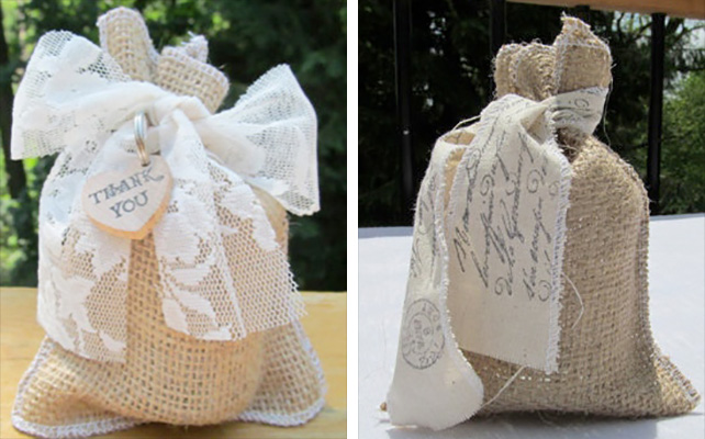Подарки для гостей из мешковины