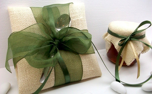 Подушки для колец из мешковины