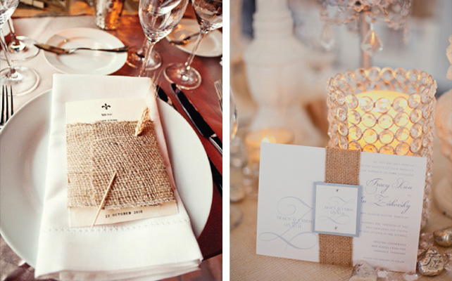 Приглашения на свадьбу из мешковины