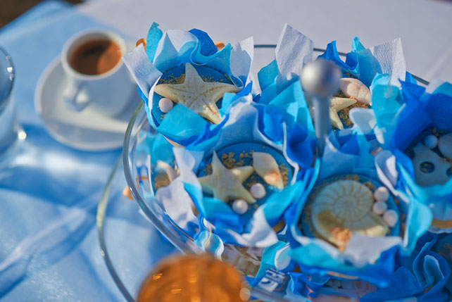 морская свадьба, капкейки с морскими звездами