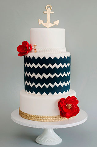 морская свадьба, торт в морском стиле