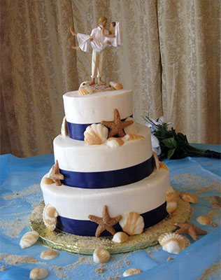 морская свадьба, торт в морском стиле