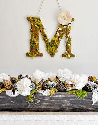 необычная свадебная флористика, буквы из цветов