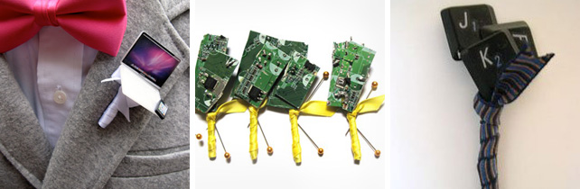 Необычные бутоньерки, отражающие увлечение жениха компьютером