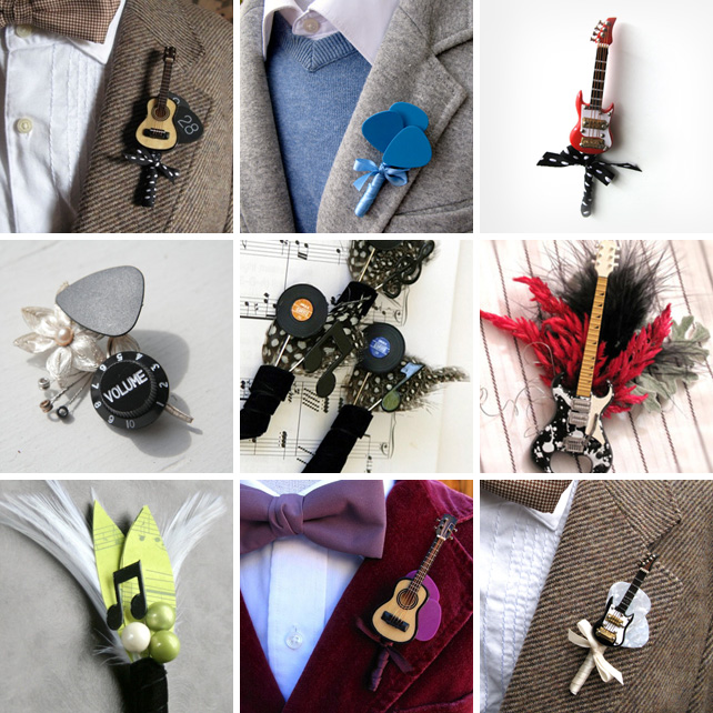 Необычные бутоньерки, отражающие увлечение жениха музыкой