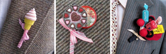 Необычные бутоньерки, отражающие увлечение жениха сладостями