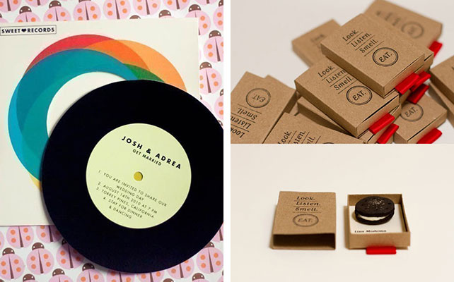 Вдохновение: 33 необычных приглашения, приглашение с пластинкой, приглашение с печенькой