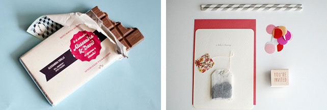 Вдохновение: 33 необычных приглашения, приглашение с шоколадкой, приглашение с пакетиком чая