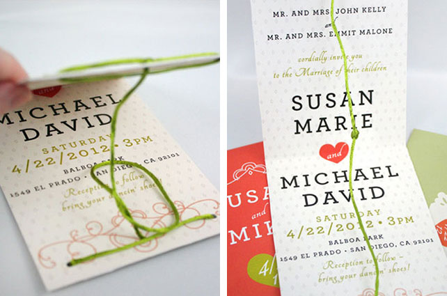 Вдохновение: 33 необычных приглашения, приглашение с верёвочкой, которая завязывается в узелок