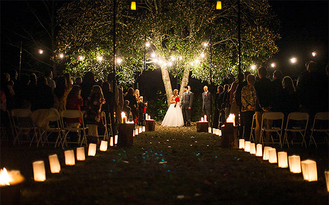 ночная свадьба, декор церемонии