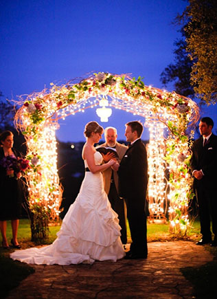 ночная свадьба, декор церемонии