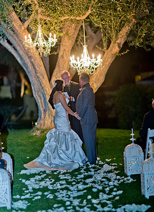 ночная свадьба, декор церемонии