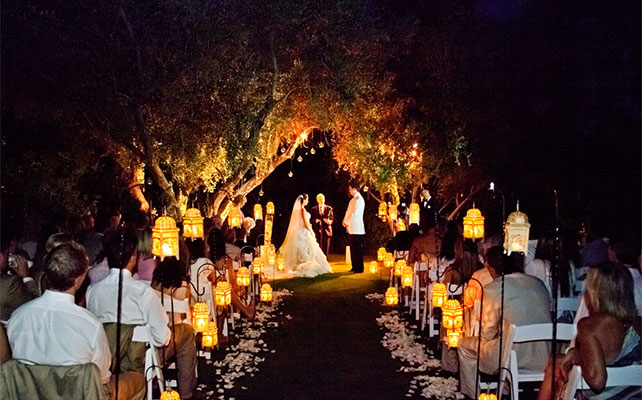 ночная свадьба, декор церемонии