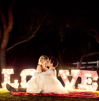 ночная свадьба, декор церемонии