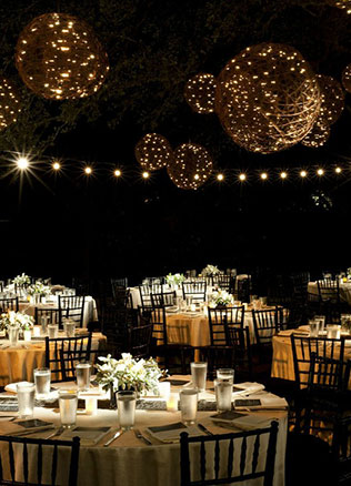 ночная свадьба, декор торжества
