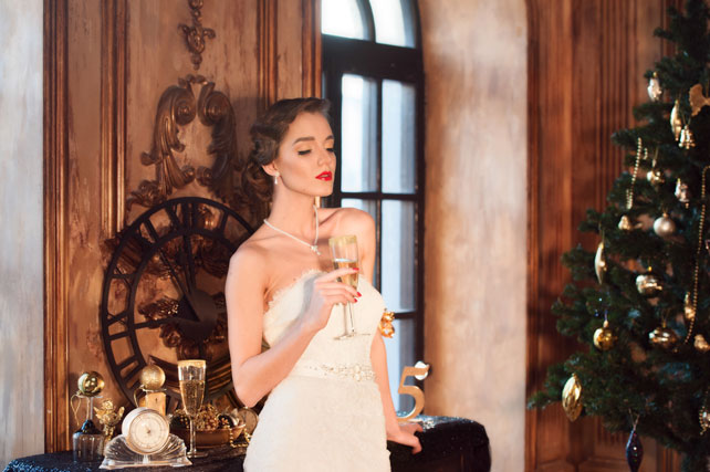 новогодняя свадебная фотосессия, декор