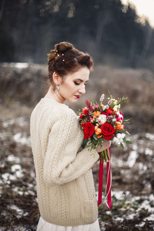 осенняя свадебная фотосессия, образ невесты