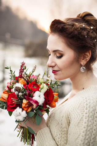 осенняя свадебная фотосессия, образ невесты, букет невесты