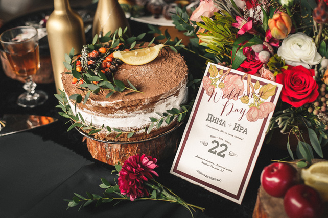 осенняя свадебная фотосессия, декор стола, приглашения