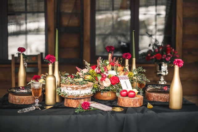 осенняя свадебная фотосессия, декор стола