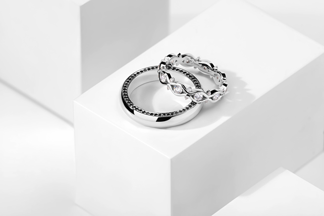 модные обручальные кольца 2019, обручальные кольца BENDES из белого золота 