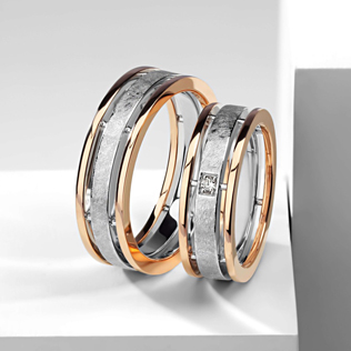 модные обручальные кольца 2019, обручальные кольца BENDES из белого и красного золота