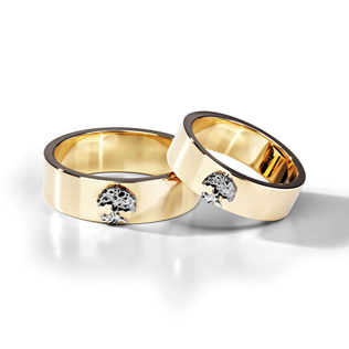 модные обручальные кольца 2019, обручальные кольца BENDES из белого и желтого золота 