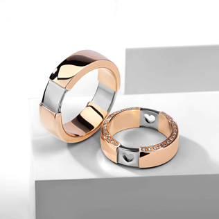 модные обручальные кольца 2019, обручальные кольца BENDES из белого и красного золота